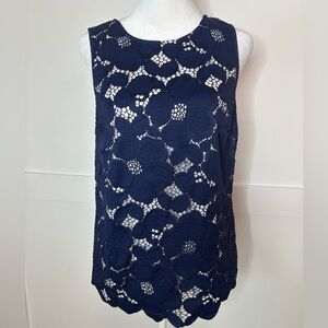 Lilly Pulitzer Navy Lace Floral Top in excellent condition